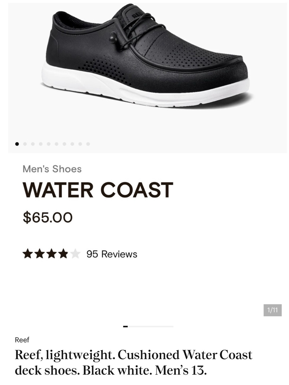 NWT Reef Water Coast Men's Black Deck Shoes